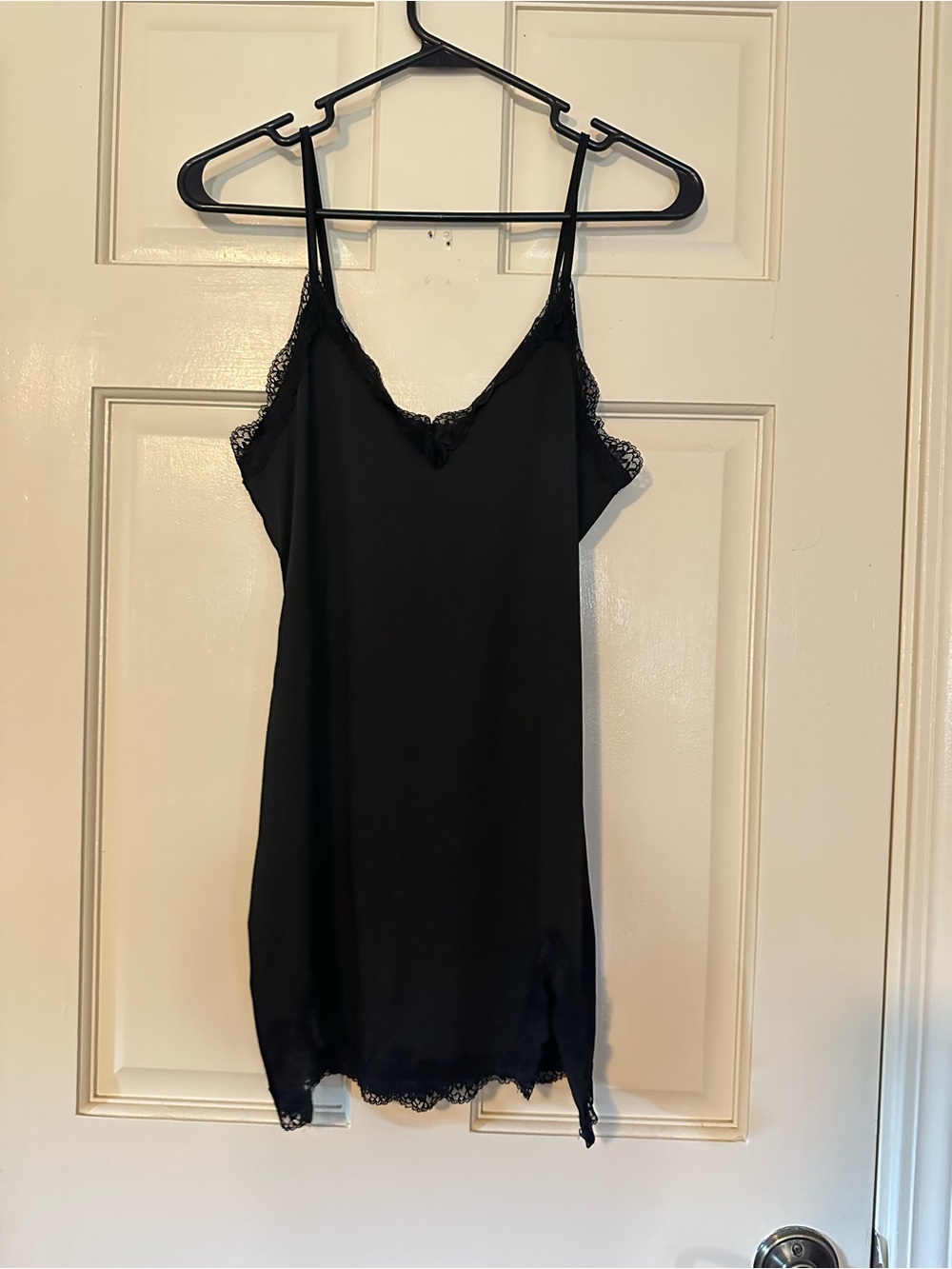 Black Lace-Trim Satin Slip Dress - Women Intimates & Sleepwear